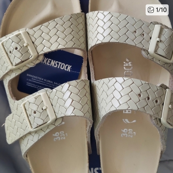 Birkenstock Arizona Rivet Logo Sandals in Cream Womens Size 5 EU36 NWT - Picture 8 of 16